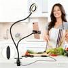 LED Ring Light Phone Holder with Three Color, Foldable  LED Desk Lamp with Stand for Live Cooking Videos And Makeup Lighting.