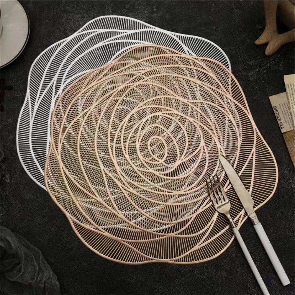 Nordic Style Rose Tableware Pad Placemat Table Mat Flower Heat Insulation Non-Slip Simple Placemats Disc Coaster Placemat