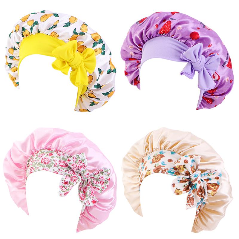 4 Stück/Los Kinderhaube Breites Gummiband Band Schlafmütze Lockiges Naturhaar Kind Junge Mädchen Nachtmützen Duschhaube Kopftuch