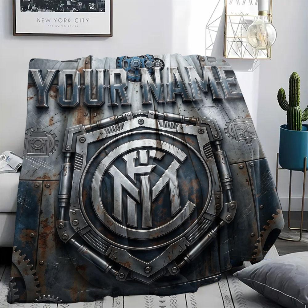 Custom Name,FC Internazionale Milano Printed Flannel Blanket, soft throw for bedroom sofa, washable, Christmas present, great gift.