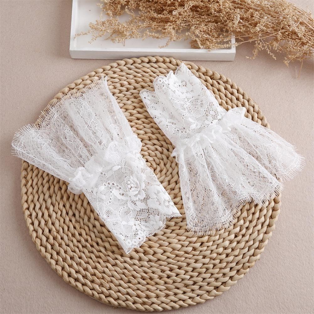 Lolita Ruffle Fake Sleeve Pleated False Cuffs Fashion Lace Cuffs  Wedding Dress Accessories
