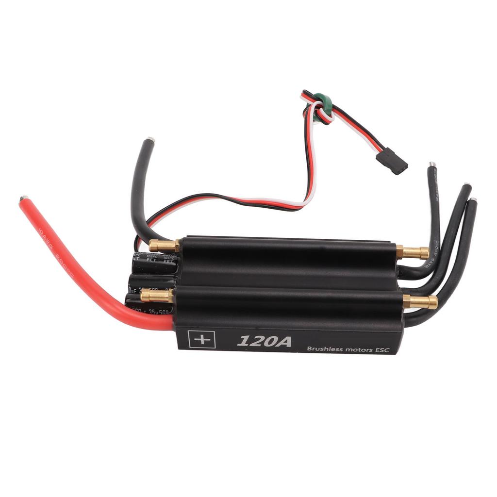 RC ESC 120A Water Cooled Waterproof 2 Way Black Built In BEC 210K Erpm Cycle Menu Settings Brushless ESC for RC Boats