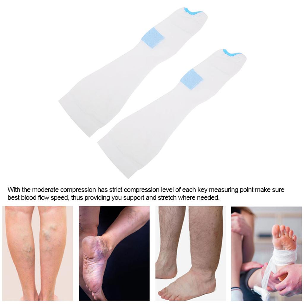 Kompressions Kniehohe Socken Krampfadern Socken mit Inspektionszehenloch(Weiß L)