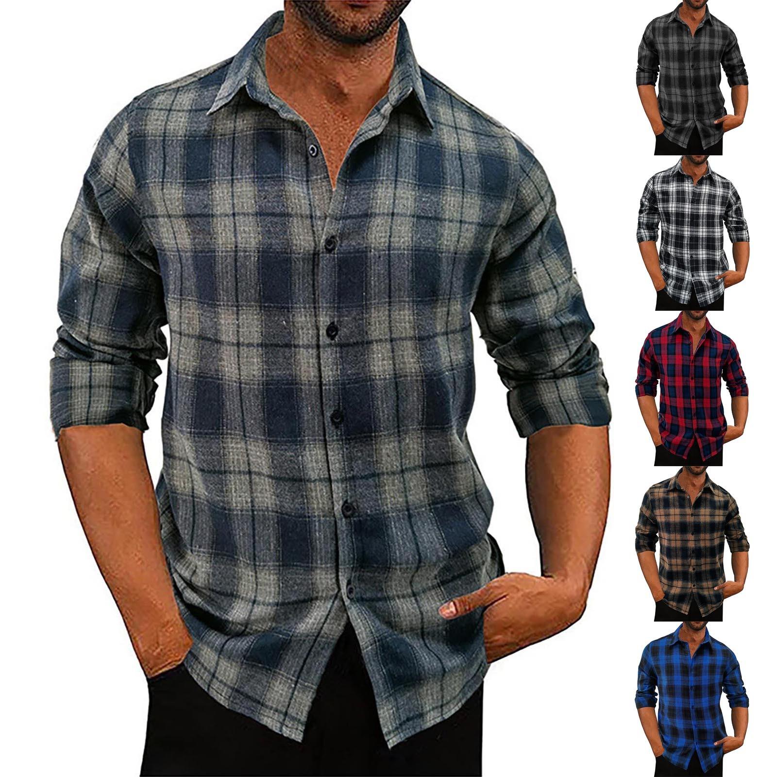 

Men s Flannel Shirt Regular Version Long Sleeve Cotton Plaid Casual Shirt