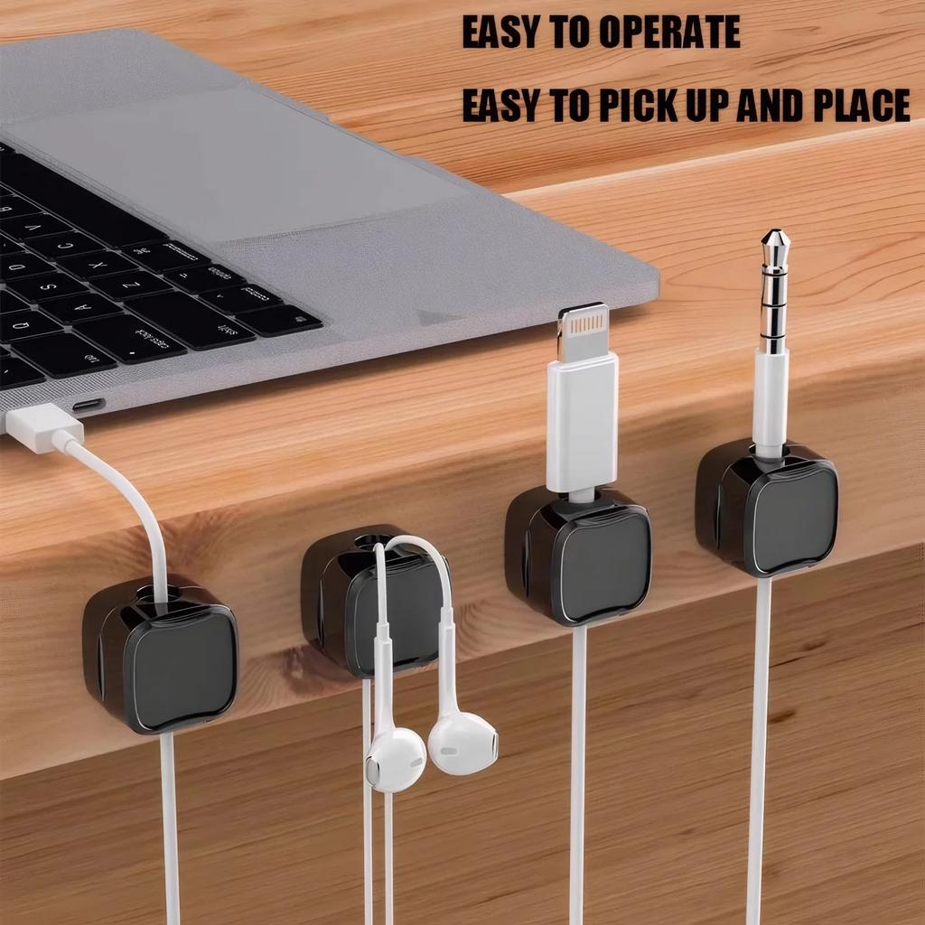 10Pcs Magnetic Cable Holder Self Adhesive Cord Clip Smooth Pulling Charging Cable Keeper Wire Clip for Car/Home/Office