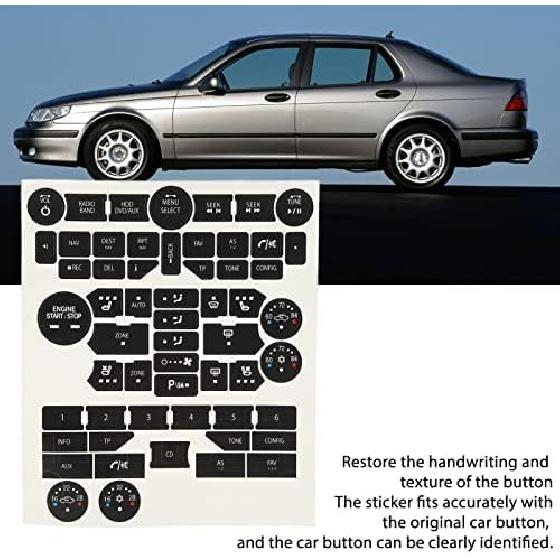 

Radio Button Sticker, Button Repair Decal Set Water Proof Black for Car
