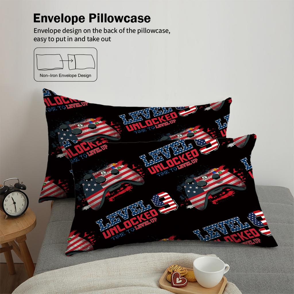 3-piece Down Duvet Cover Set with Game Controller Pattern Digital Printing (1 Duvet Cover+2 Pillowcases, No Core) Bedding Set