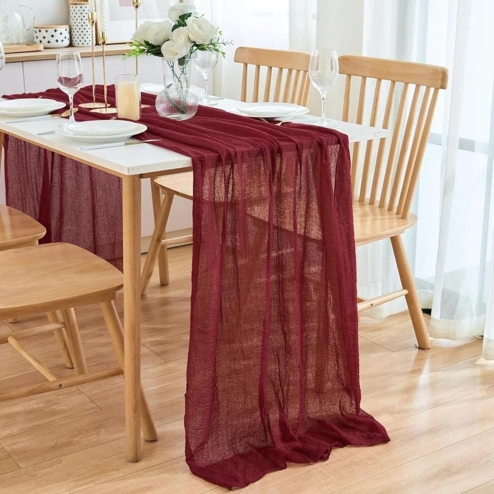 Vintage Gauze Tablecloth Seersucker Wedding Decoration Long Table Runners  Home