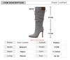 Fashion Women's Autumn and Winter New Pleated High-heeled Short Boots Pointed Zip Knee-length Boots Women's 34-50 Large Mid Length Boots