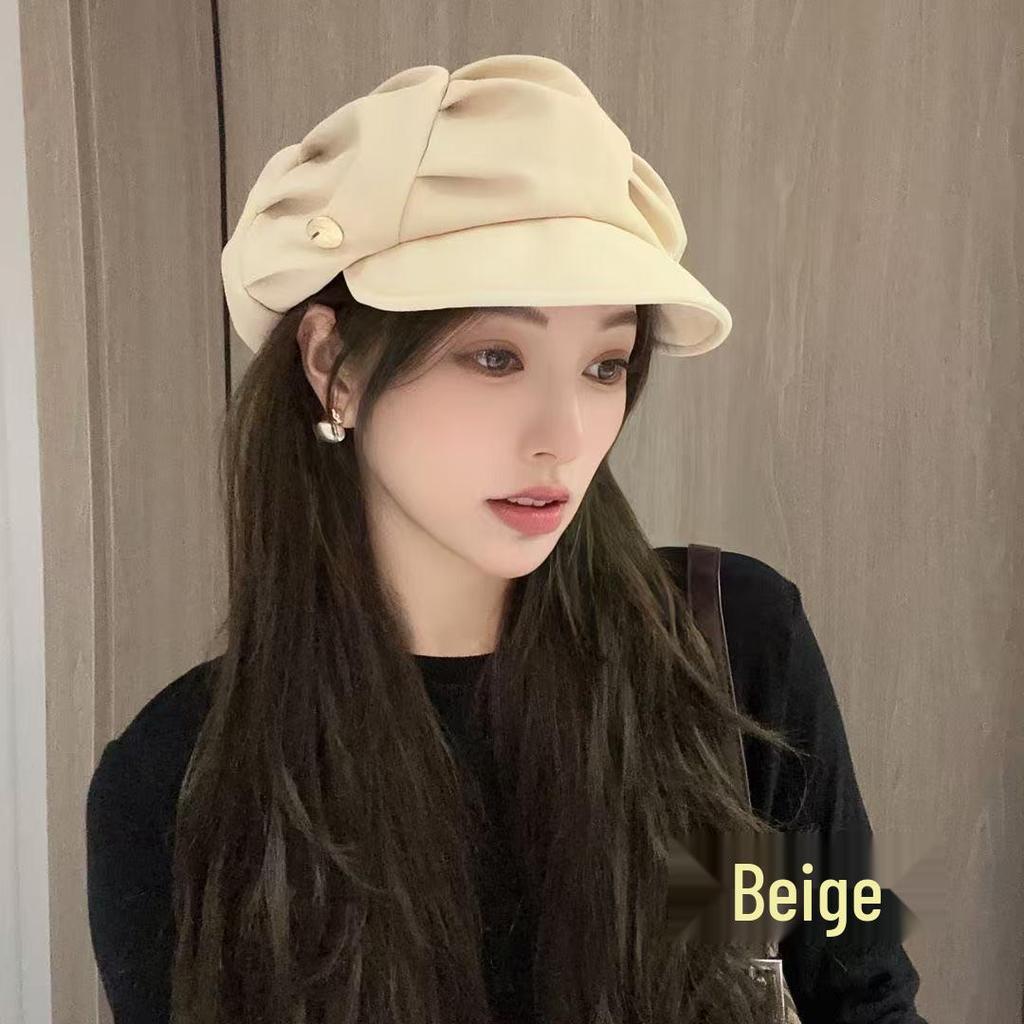 Korean Style Women's Autumn/Winter Beret: Face-Slimming Retro Newsboy Cap.