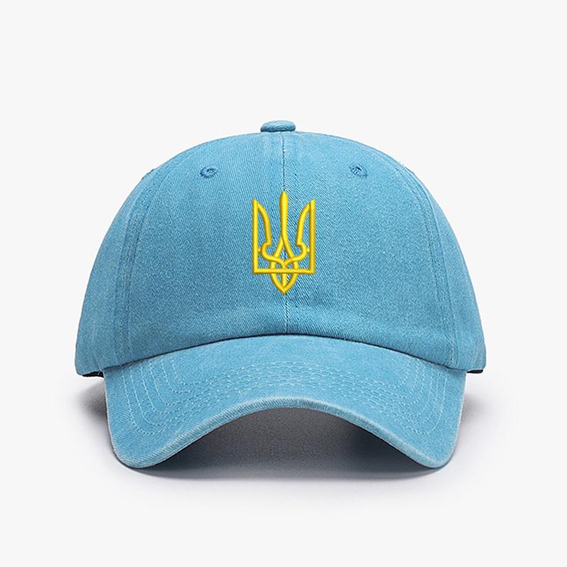 Embroidery Ukraine Trident Symbol Cotton Washed Fashion Sports Baseball Cap Adjstable Hip Hop Urban Street Style Dad Hat Visor Protection Snapback