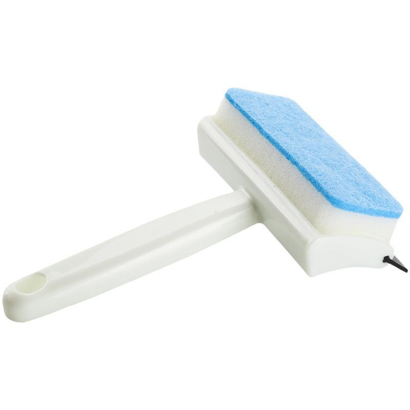 Bathroom Tile and Window Cleaning Brush with Double-Sided Glass Scraper and Squeegee.