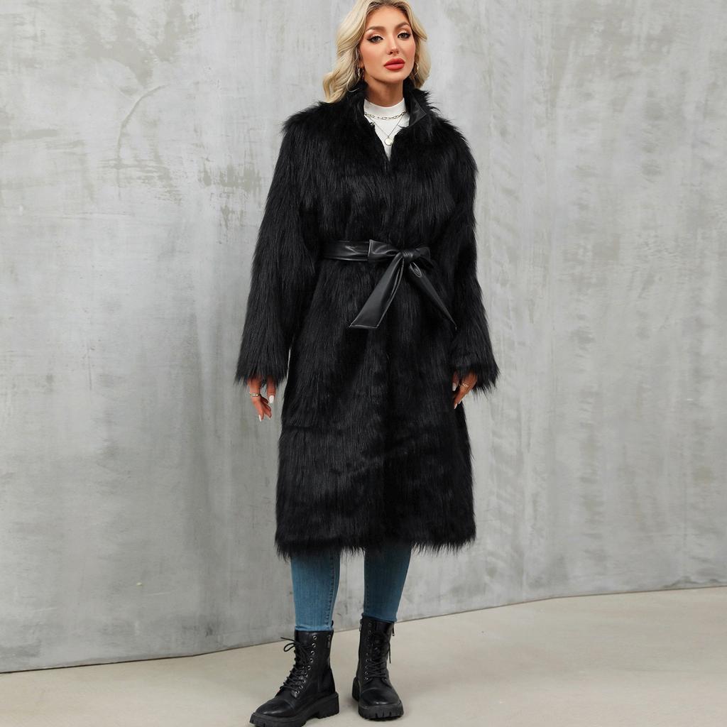 Women's loose-fitting plain-colored trench coat