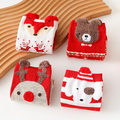 4 Pairs Kawaii Animal Socks with Gift Box Cute Xmas Socks Elk Christmas Socks for Home Christmas Party Gifts