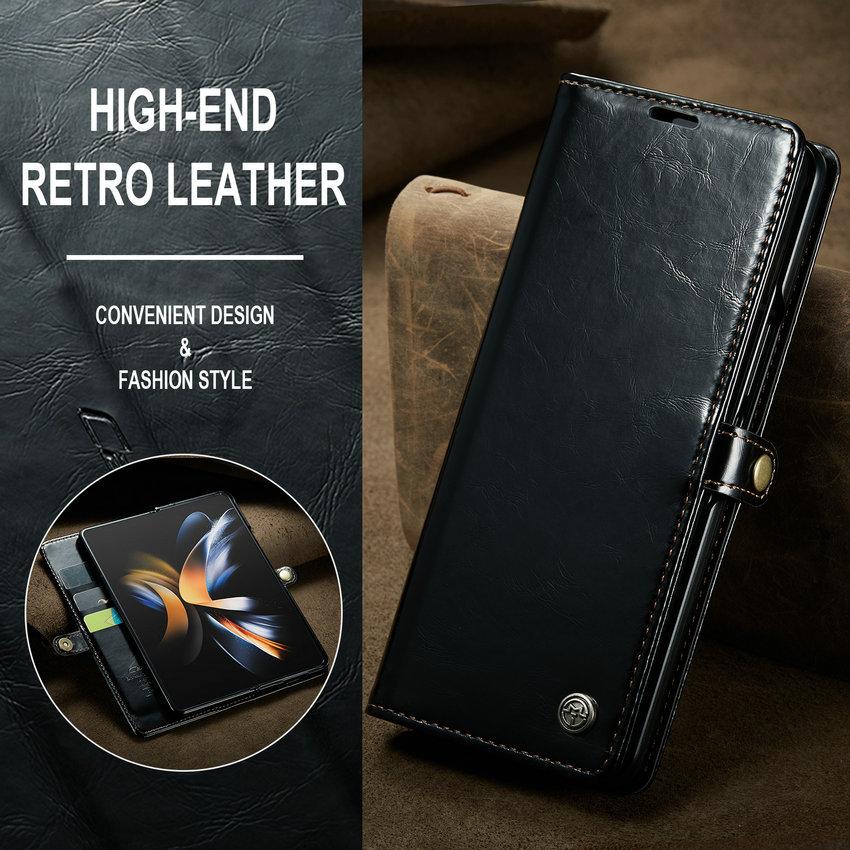 CaseMe for Samsung Z Fold 5 4 Case Luxury Leather Wallet Phone Case Detachable 2 In 1 Phone Cover with Multi Card Slot Case
