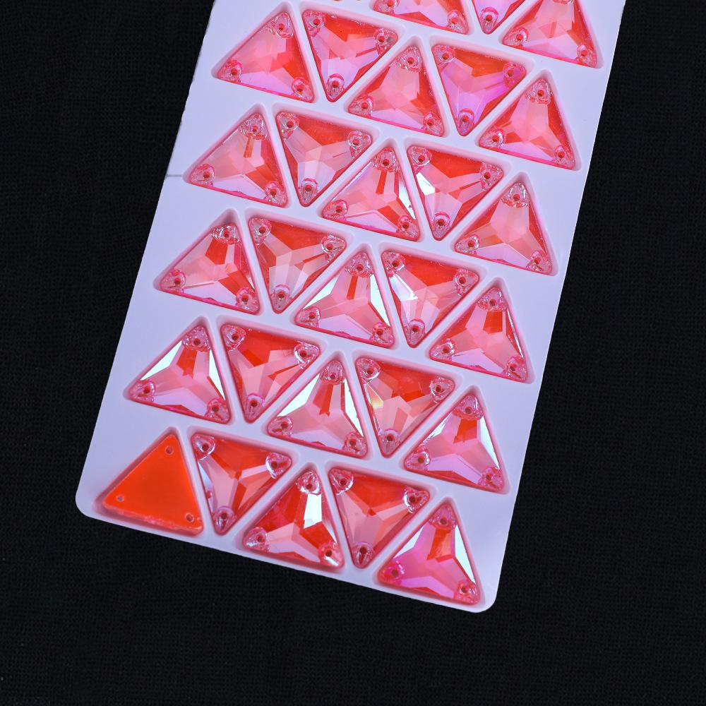 Neon Fluorescent Triangle Hand-Sewn Drill, Glass Rhinestone Flat Buckle Diy Accessories Clothing Wedding Materials Accessories