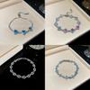 Fashionable Silver Zircon Flower Cuff Bracelet For Women Office Wear Accessory