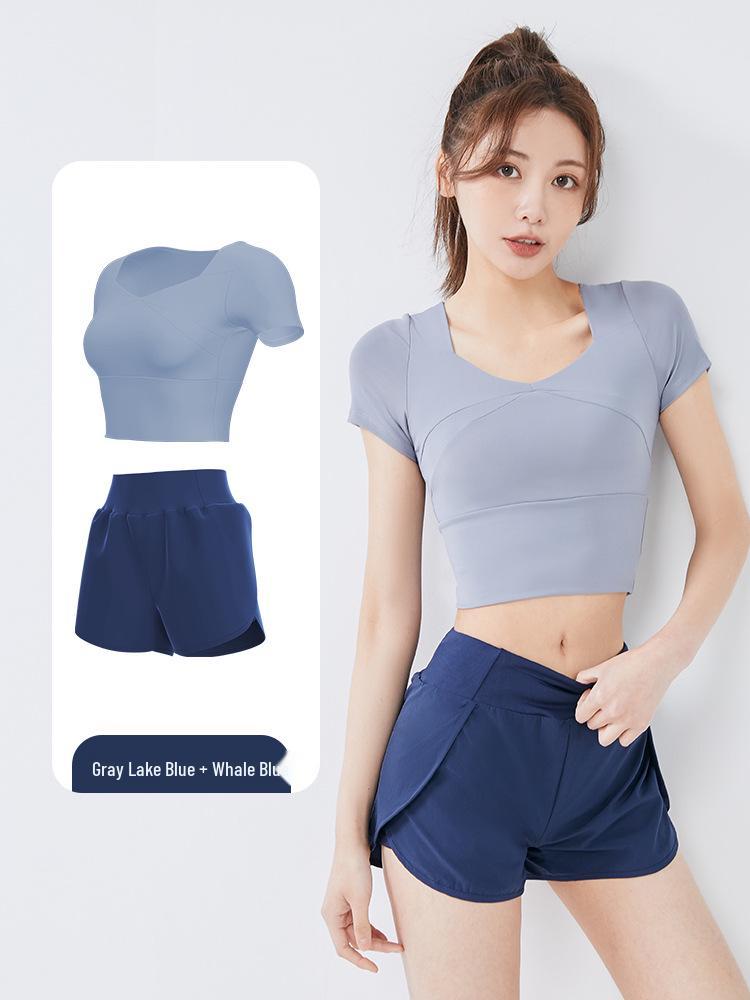 Women's Quick-Dry Summer Yoga & Fitness Two-Piece Set - Casual Sportswear Plus Size Short Sleeve