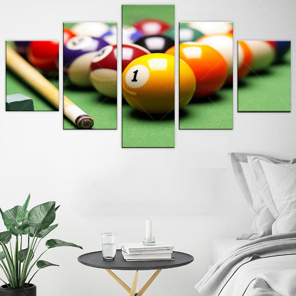 Wall Art HD Printed 5 Piece/Pcs Color Billiards Modular Vintage Pictures Home Decor Paintings On Canvas For Living Room