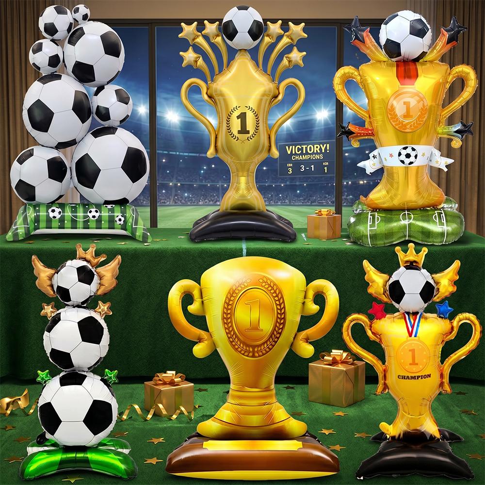 Giant Soccer Trophy Foil Balloons Champion Football Helium Globo Boy Birthday Party Decorations Sports Theme Event Supplies Kids