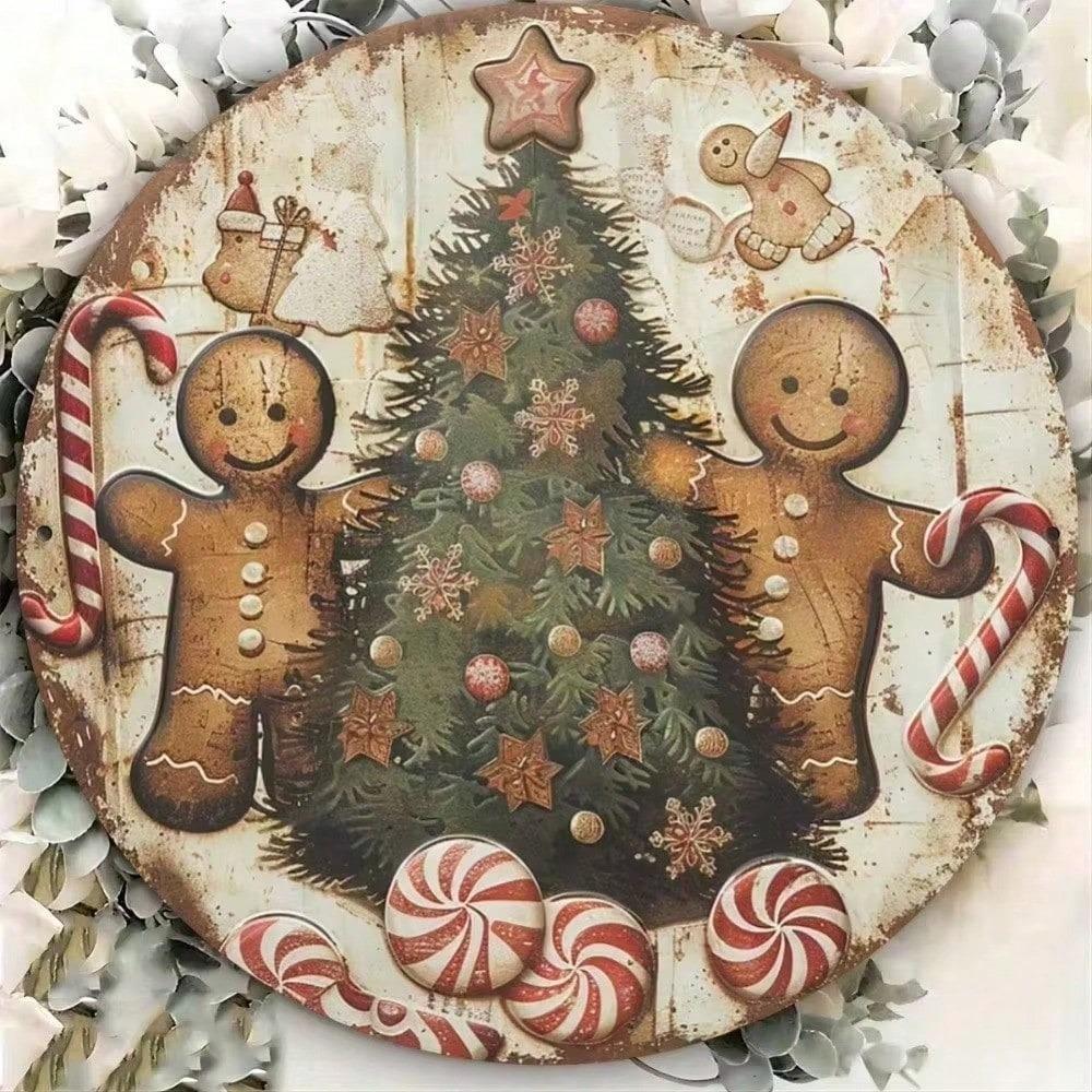Retro Aluminum Santa Claus Christmas Metal Sign 8x8 Inch Vintage Holiday Wall Decor For Home Kitchen Bar