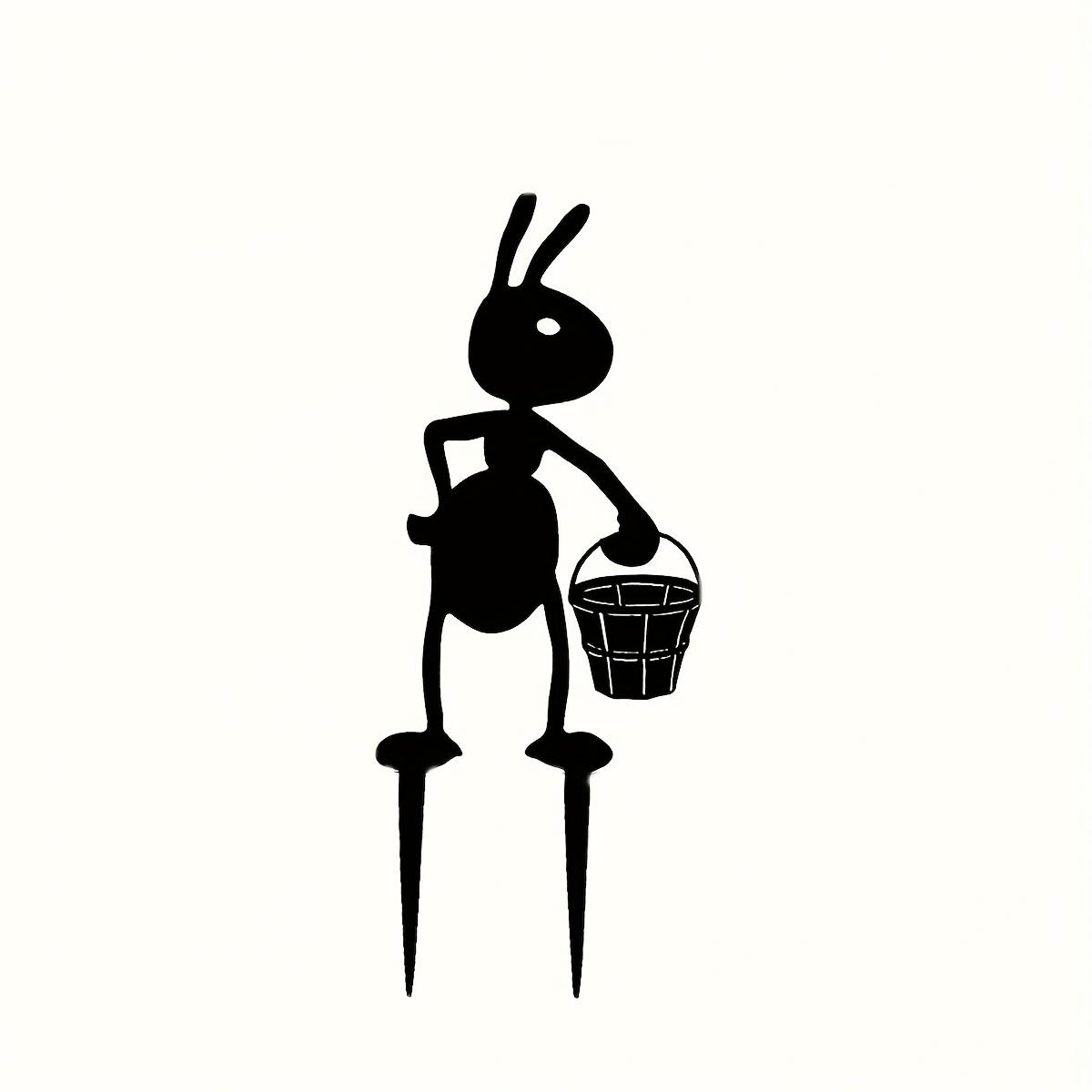 

Садовая заглушка в виде муравья 2D, украшение для газона в виде животных, изготовлено из железа Ant carrying a basket