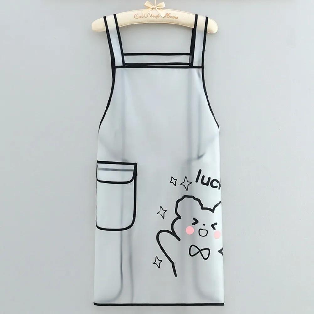 Cartoon Sleeveless Waterproof TPU Apron Dirt-Proof Transparent Oil Resistant Apron Lightweight Cleaning Aprons Kitchen Use
