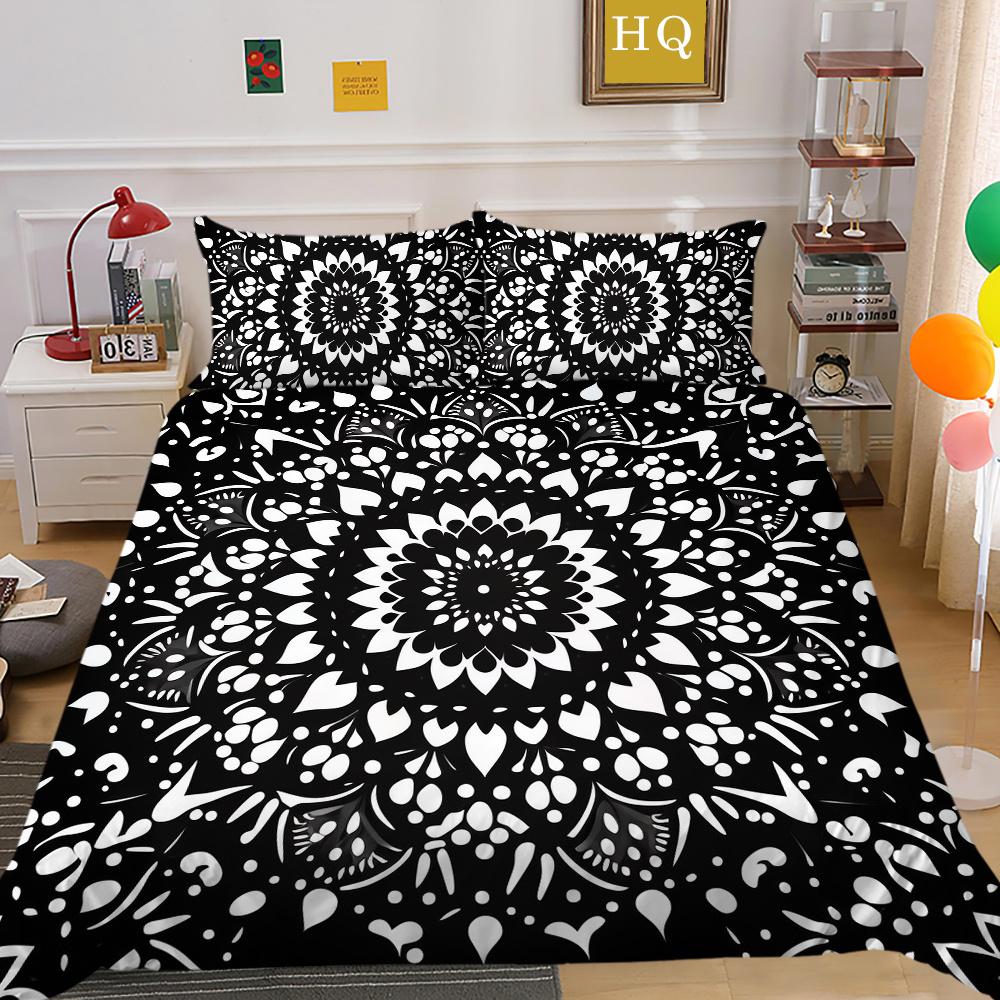 Zestaw poszewek na kołdrę 3D w kolorze czarnym Paisley King Size Home Textiles Girl Bedspread Luxury Bedding Cover Set