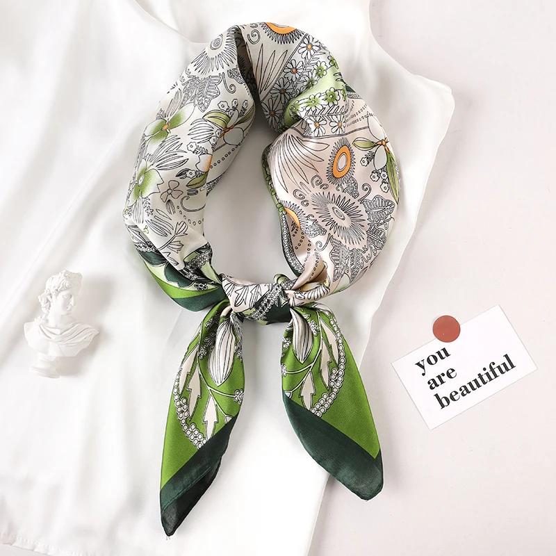 Luxury Brand Silk Square Plaid Scarf Women Satin Neck Hair Tie Band Soft work neckerchife 2024 NEW Hijab Head Female Foulard