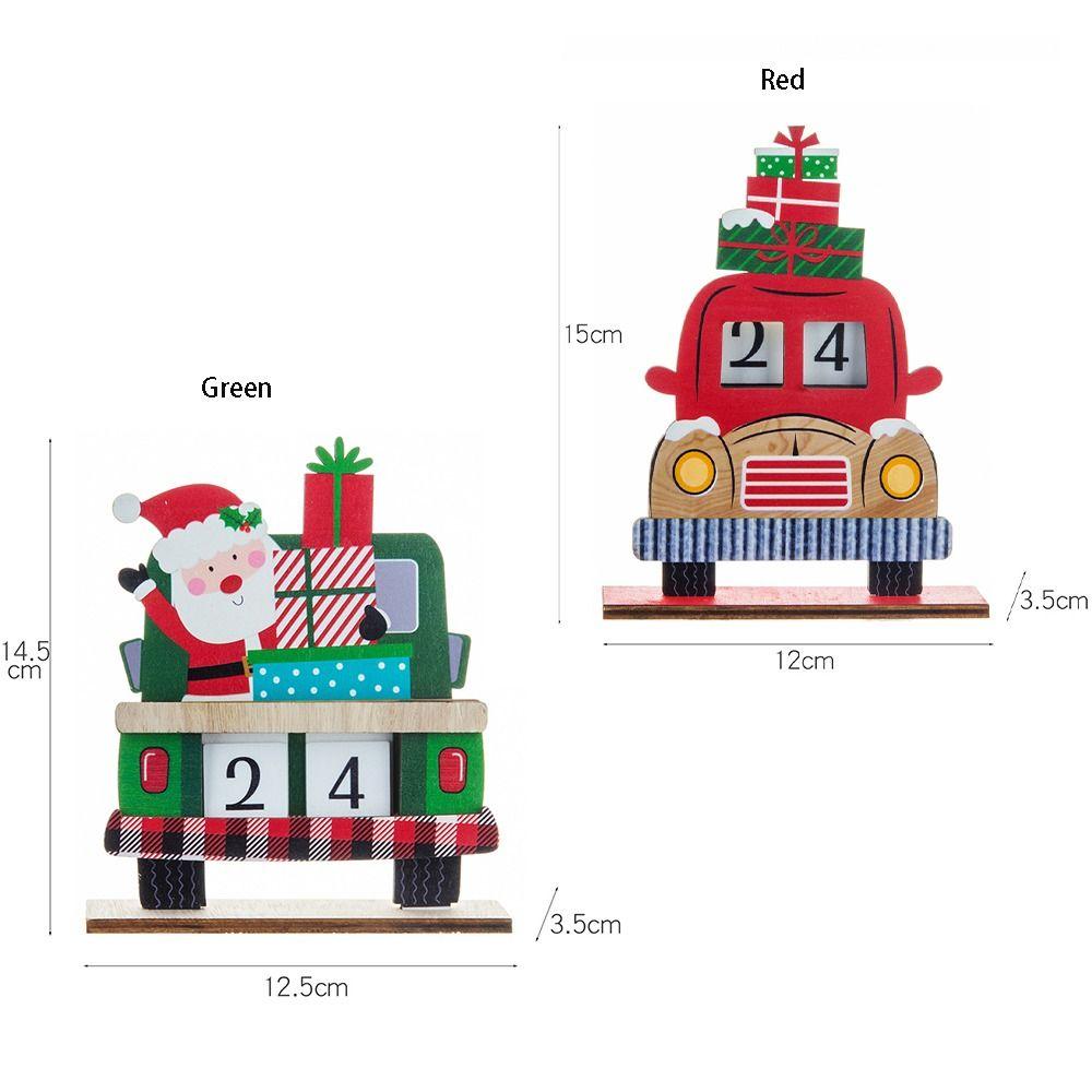 Wooden Christmas Advent Calendar Santa Claus Car Wooden Ornament Santa Calendar Ornaments Desktop