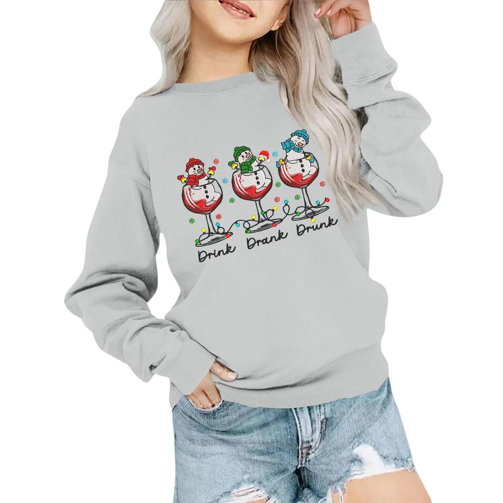 Dětská móda Volný střih Ležérní Dlouhý rukáv Vánoční potisk Nadměrná Mikina s kulatým výstřihem