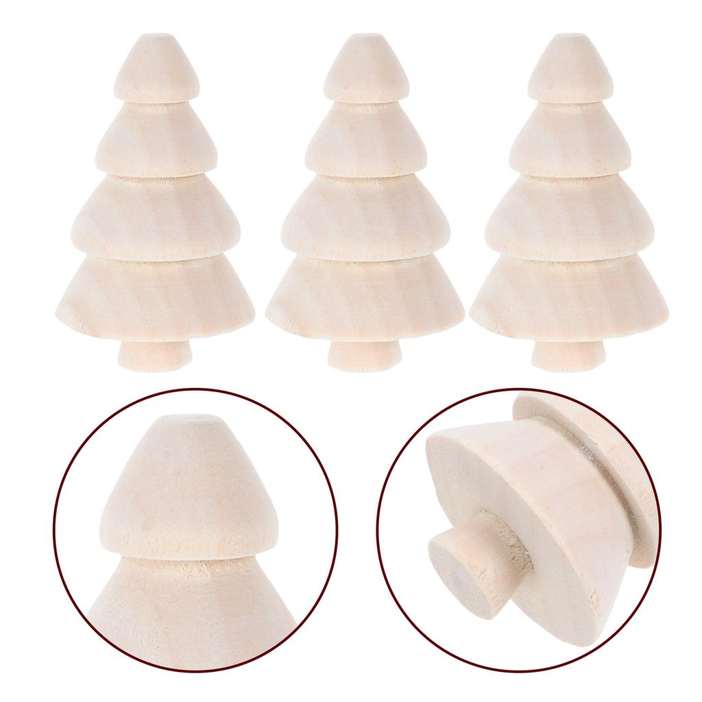 10Pcs Wooden Mini Christmas Tree Blanks Unpainted Craft Pieces for Custom Holiday Decorations DIY Festive Home Adornment Set