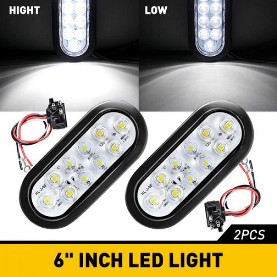 2X 6  Белый Овальный 10LED Прозрачный Задний Фонарь Заднего Хода для Прицепа, Громмет, Разъем EOA