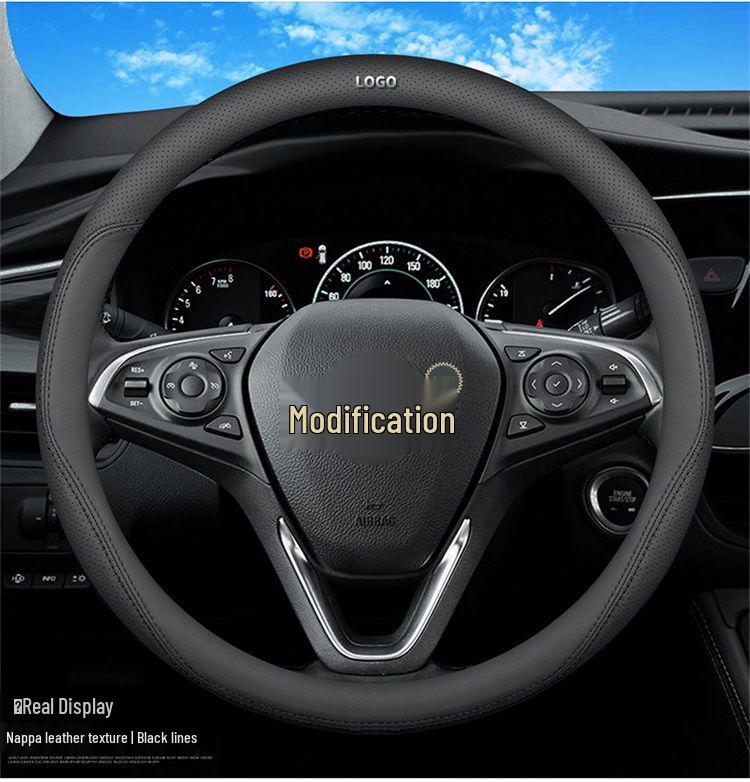 Compatible Leather Steering Wheel Cover for Honda Civic Generations 8-11, No Sewing Required, Slim Design.