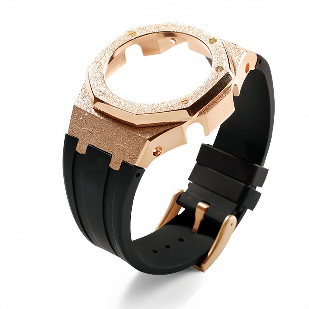 GMA-S2100 Mod-Kit für Casio G-SHOCK GMA S2100 Damen Edelstahl Metallgehäuse Gummi-Uhrenarmband Modifizierte Uhrenarmband-Zubehörteile