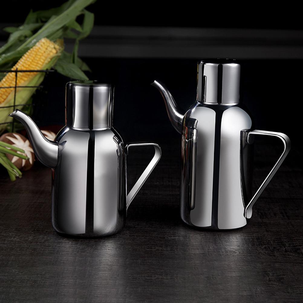 Stainless Steel Oil Dispenser Large Capacity Smooth Edges Easy Clean Kitchen Seasoning Bottle For Oil Soy Sauce