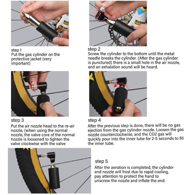 Portable Tire Inflator with Insulating Sleeve Bicycles Cartridge Pump Small Bike Pump CO2 Inflator Bicycles Accessories