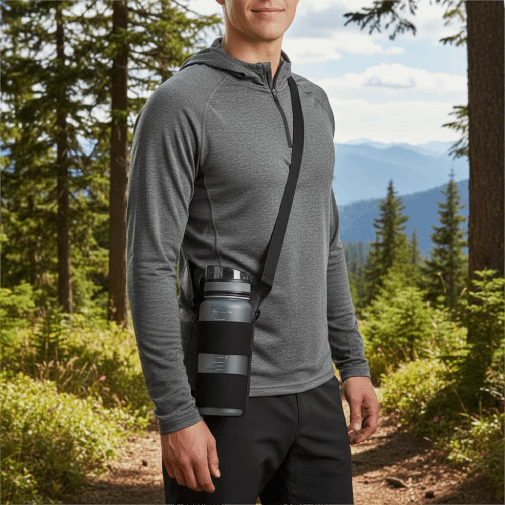 Adjustable Shoulder Strap Travel Water Bottle Holder Free Hands Kettle Strap  Hiking