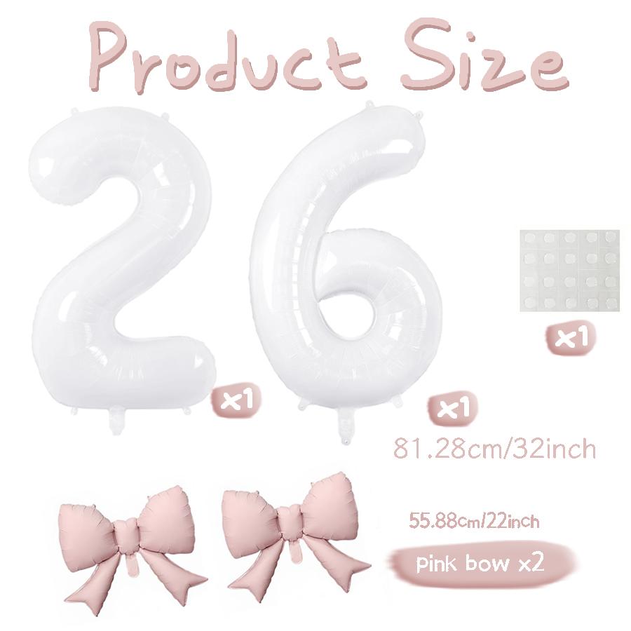 Number balloon set baby pink bow balloon ,white and pink balloon birthday proposal, weddingballoon decoration