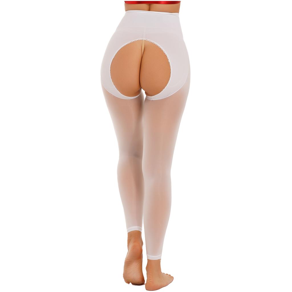 Ladies See Through High Waist Skinny Pants Open Crotch or Regular Stockings Honeymoon Gift