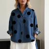 European and American cross-border 2026 printed imitation denim stand-up collar casual shirt