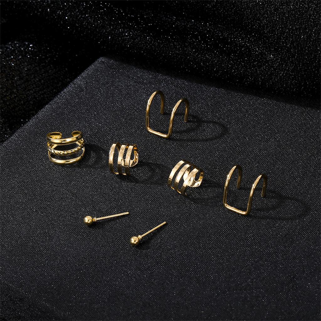 Elegant Multi Layered C Shape Ear Clip Handmade No Piercing Earrings Accessory Fashionable Geometric Layered Ear Cuff