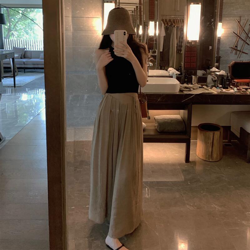 JK&JS Summer Breathable Retro Wide-Leg Skirt Pants