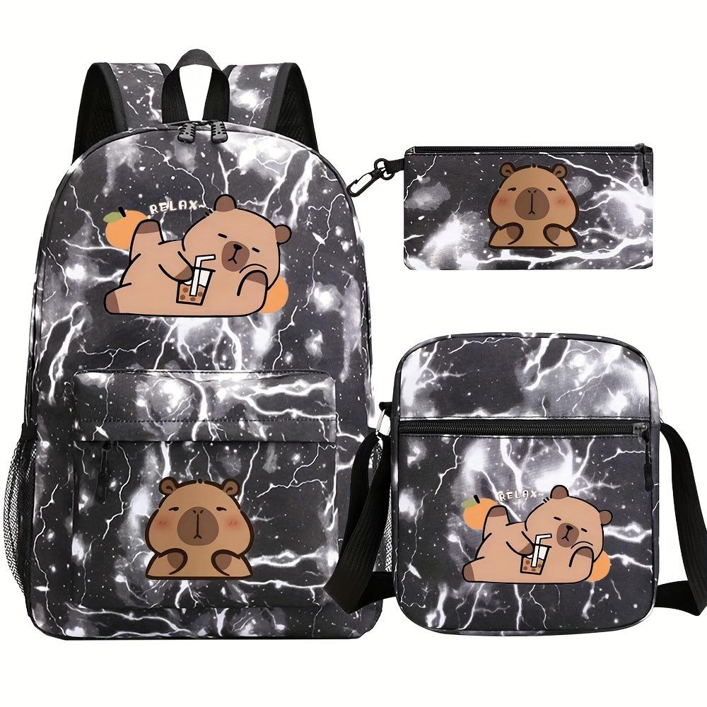 Peripheral primary and secondary school students fashion backpack children's schoolbag set three-piece set