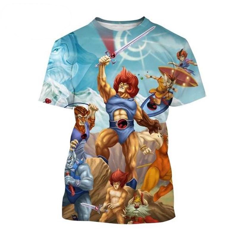 

Футболка Thundercats 3D для мужчин и женщин с крутым логотипом в стиле ретро, повседневная, с короткими рукавами, детская футболка, размер:2100-6XL L