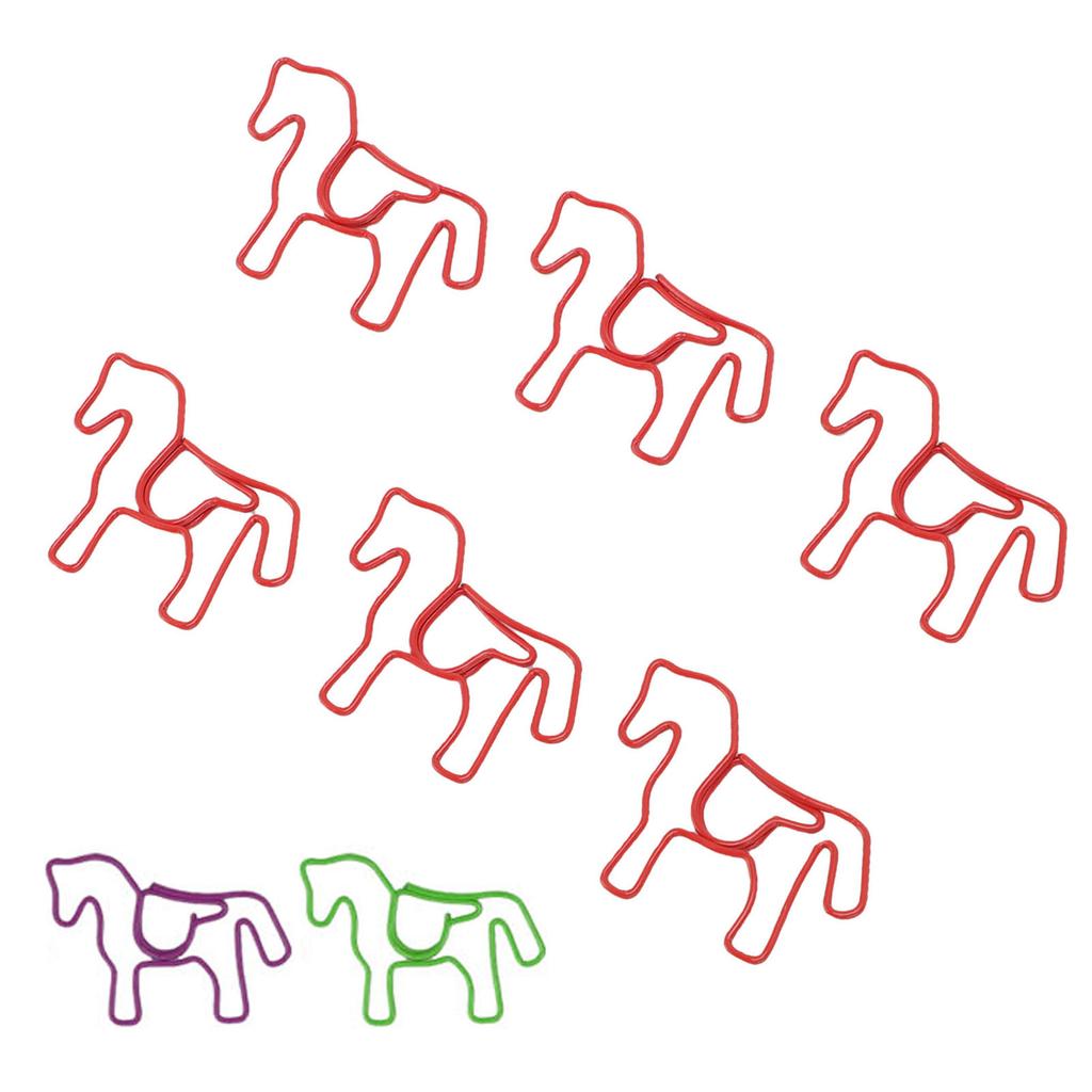 100PCS Horse Shaped Paper Clips Cute and Interesting Bookmark Clips for Office Documents Craft Makin