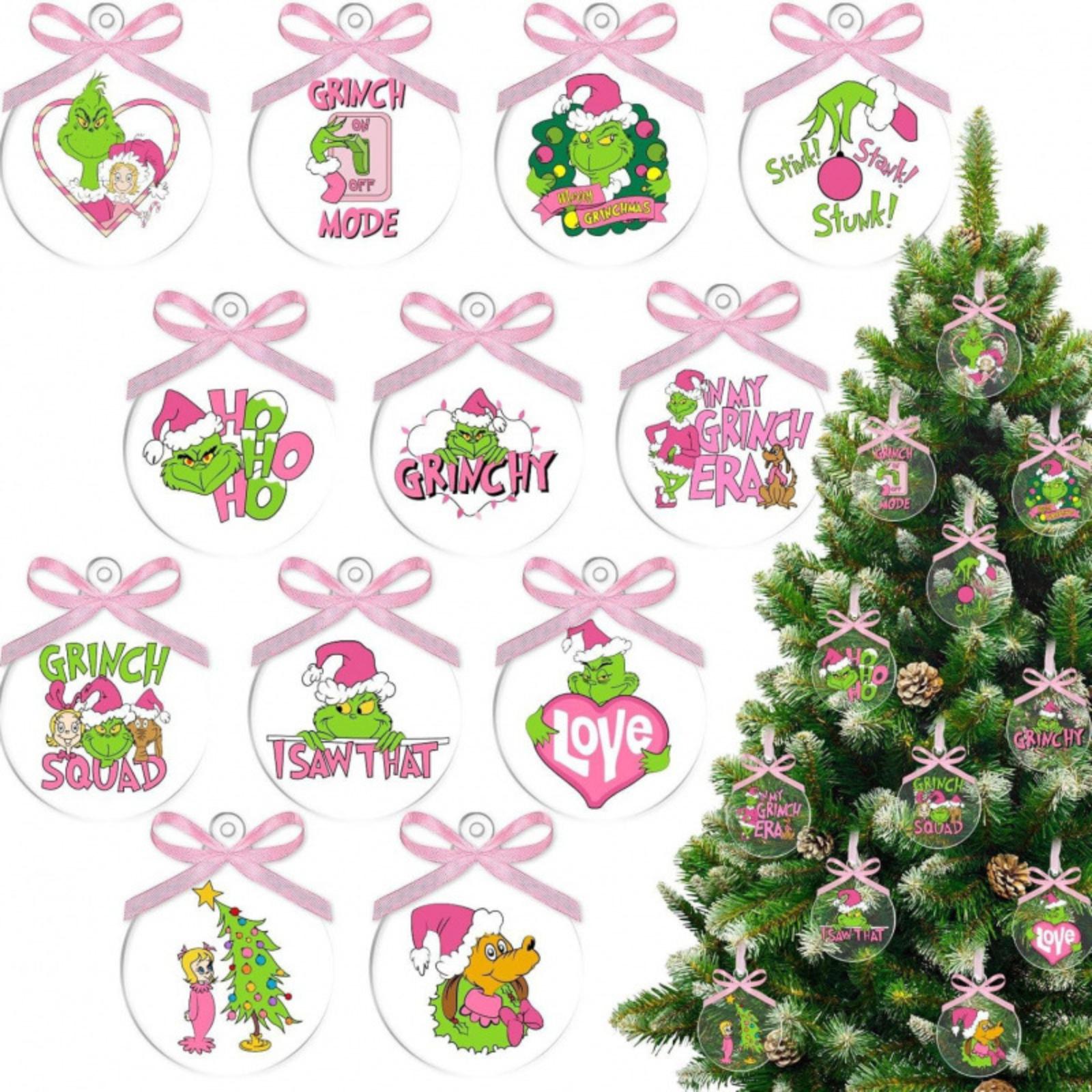 

1 Set Of 12 Pieces Christmas Tree Decorations Holiday Ornaments Indoor Home Decoration One Size розовый