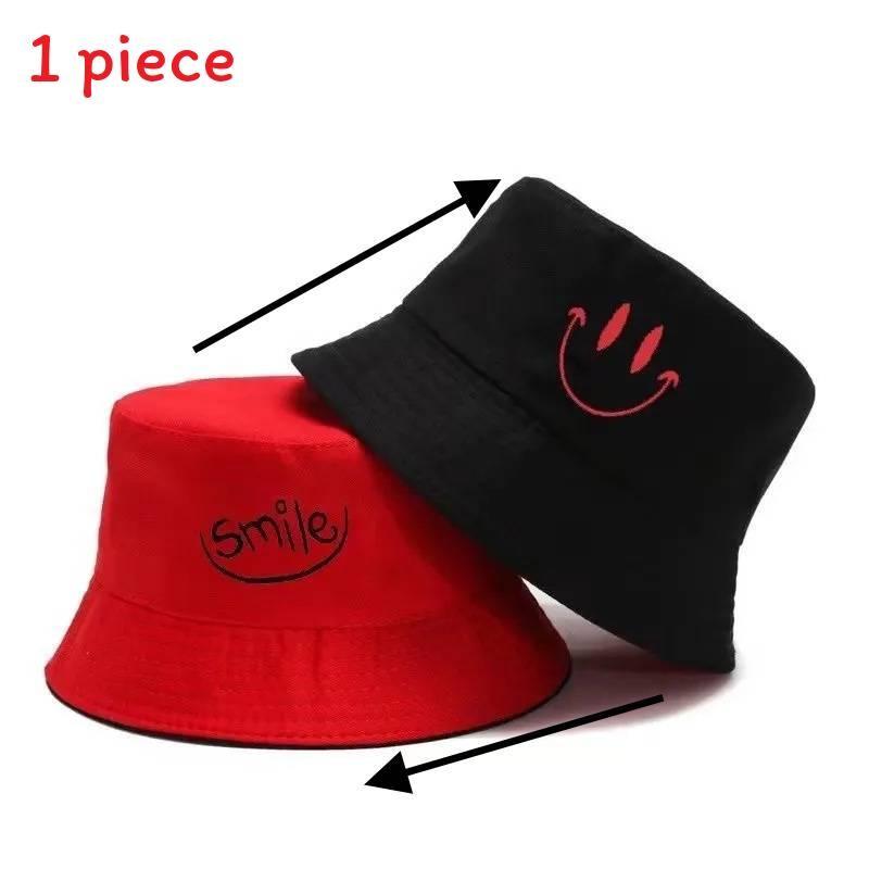 Embroidery Letters Smile Double Sided Fisherman Hat Spring Summer Protection Sun