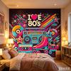 Vintage 1980s Party Background Cloth Banner Retro Printed Large Wall Tapestry Hanging Hippie Aesthetic Bedroom Flags Room Decor