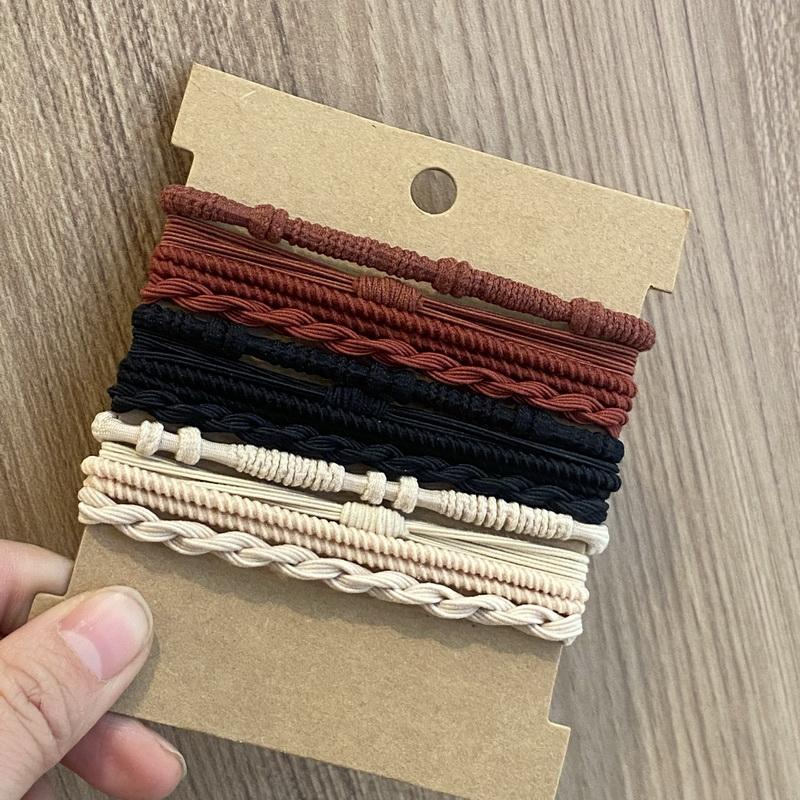 12 pcs Boho bracelet hair ties for women elastic hair rubber bands girls black Bracelet  hair rope Ponytail Holder hairbands